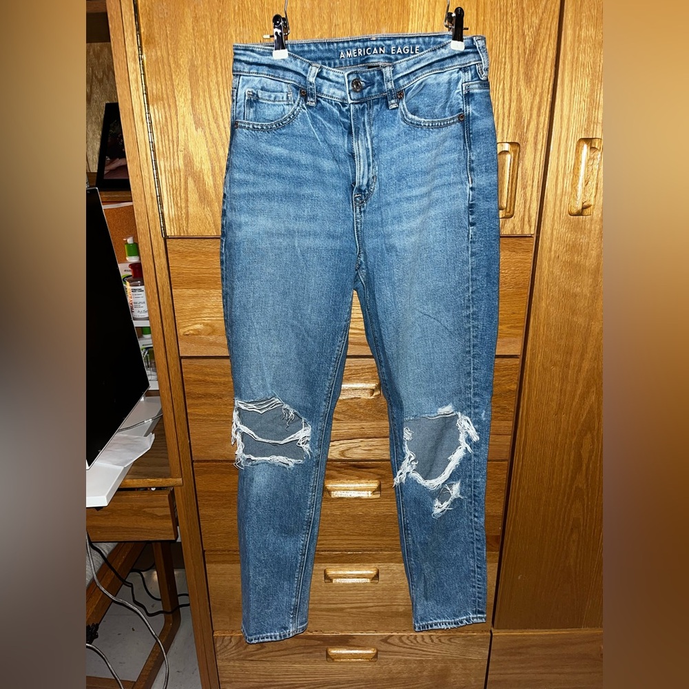 American Eagle Outfitters Medium Blue Distressed Skinny Jeans